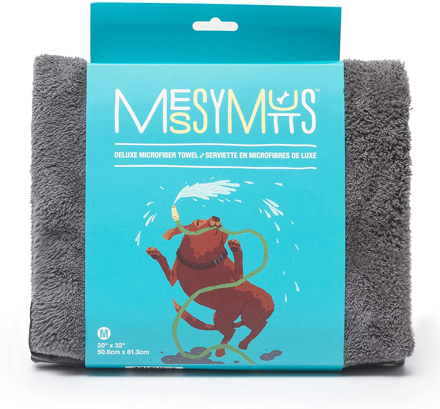 Messy Mutts Microfiber Towel Cool Grey Medium 20" x 32"