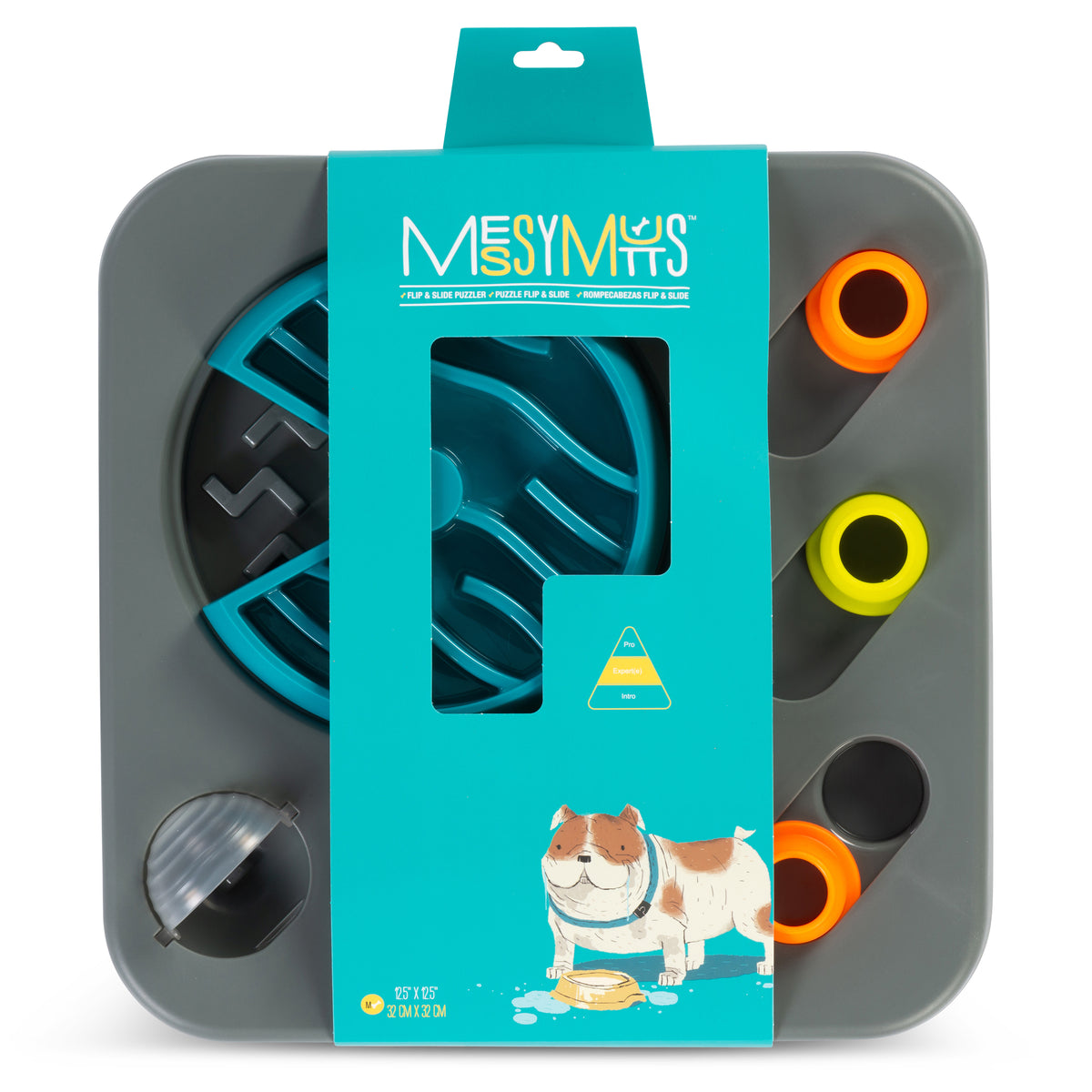 Messy Mutts Flip'n Slide Puzzler, Medium, 12.5" x 12.5", Grey