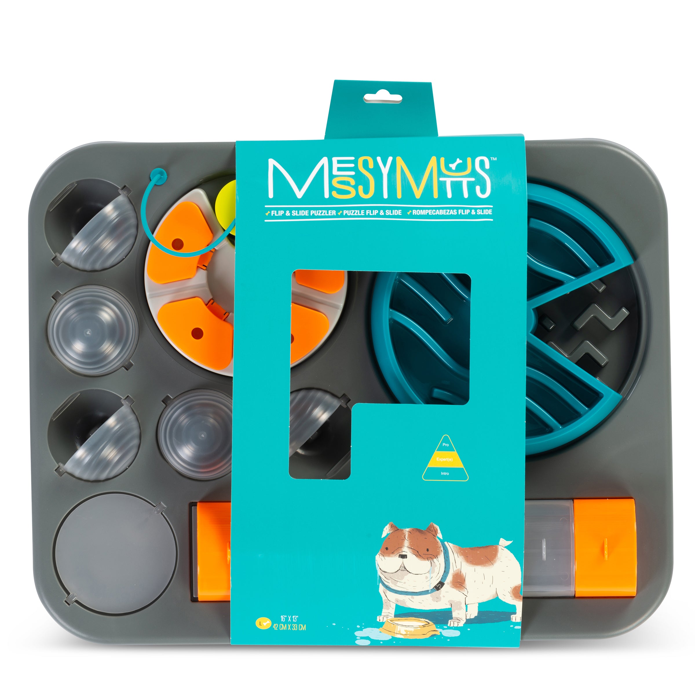 Messy Mutts Flip'n Slide Puzzler, Large, 16.5" x 13", Grey