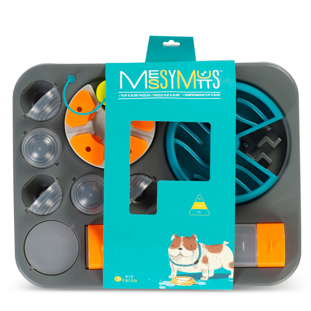 Messy Mutts Flip'n Slide Puzzler, Large, 16.5" x 13", Grey