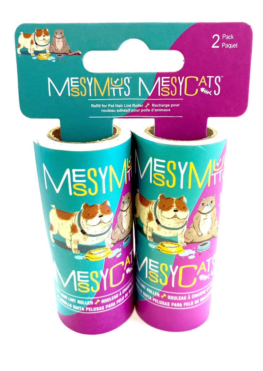 Messy Mutts Replacement Pet Hair Lint Rollers Travel Size 2pk