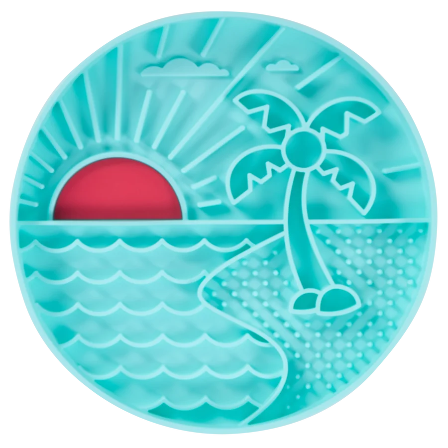 Messy Mutts Silicone Interactive Lick Bowl, Beach Pattern, Teal