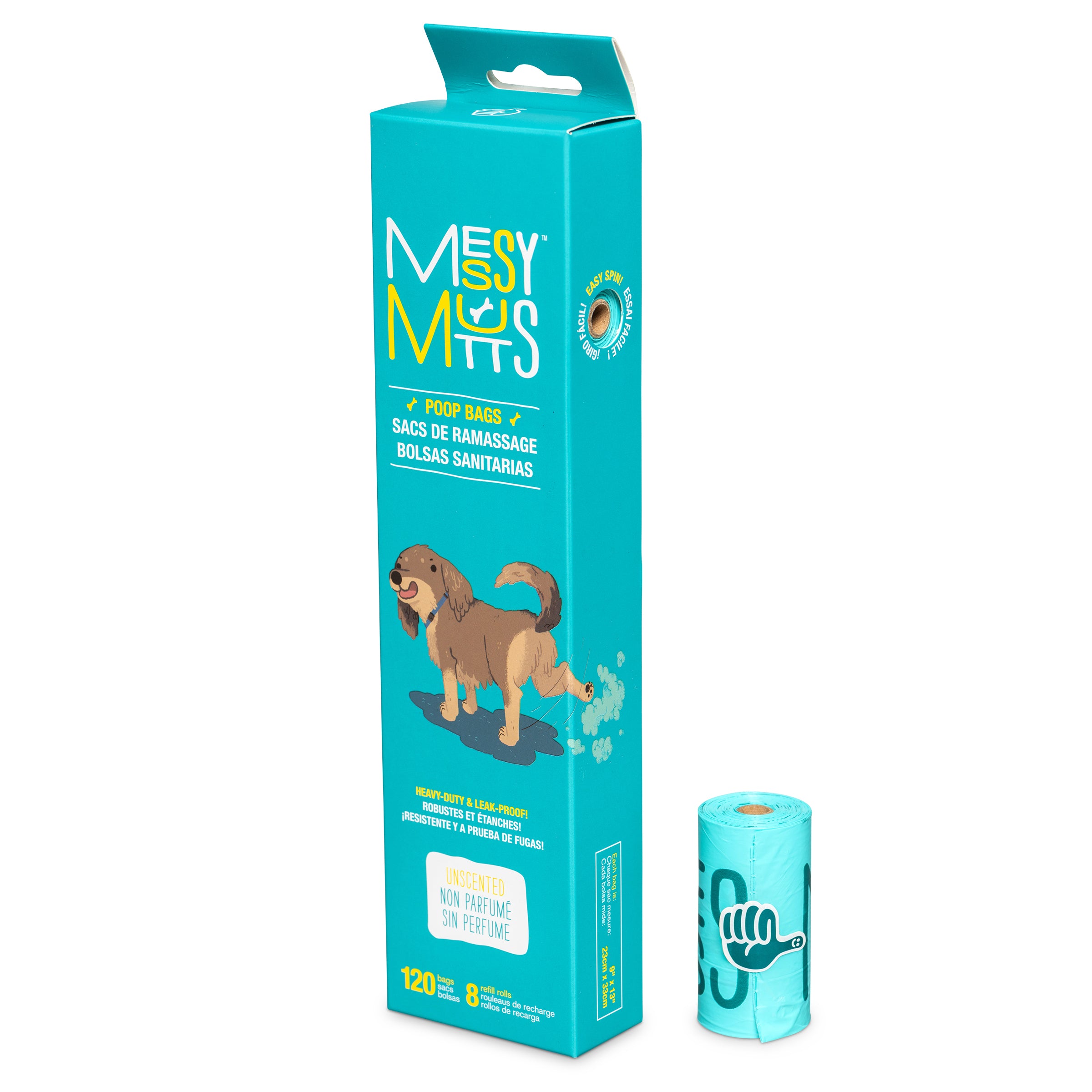 Messy Mutts Advanced Biorecycle Poop Bag, 8 Refill Rolls, 120 Count