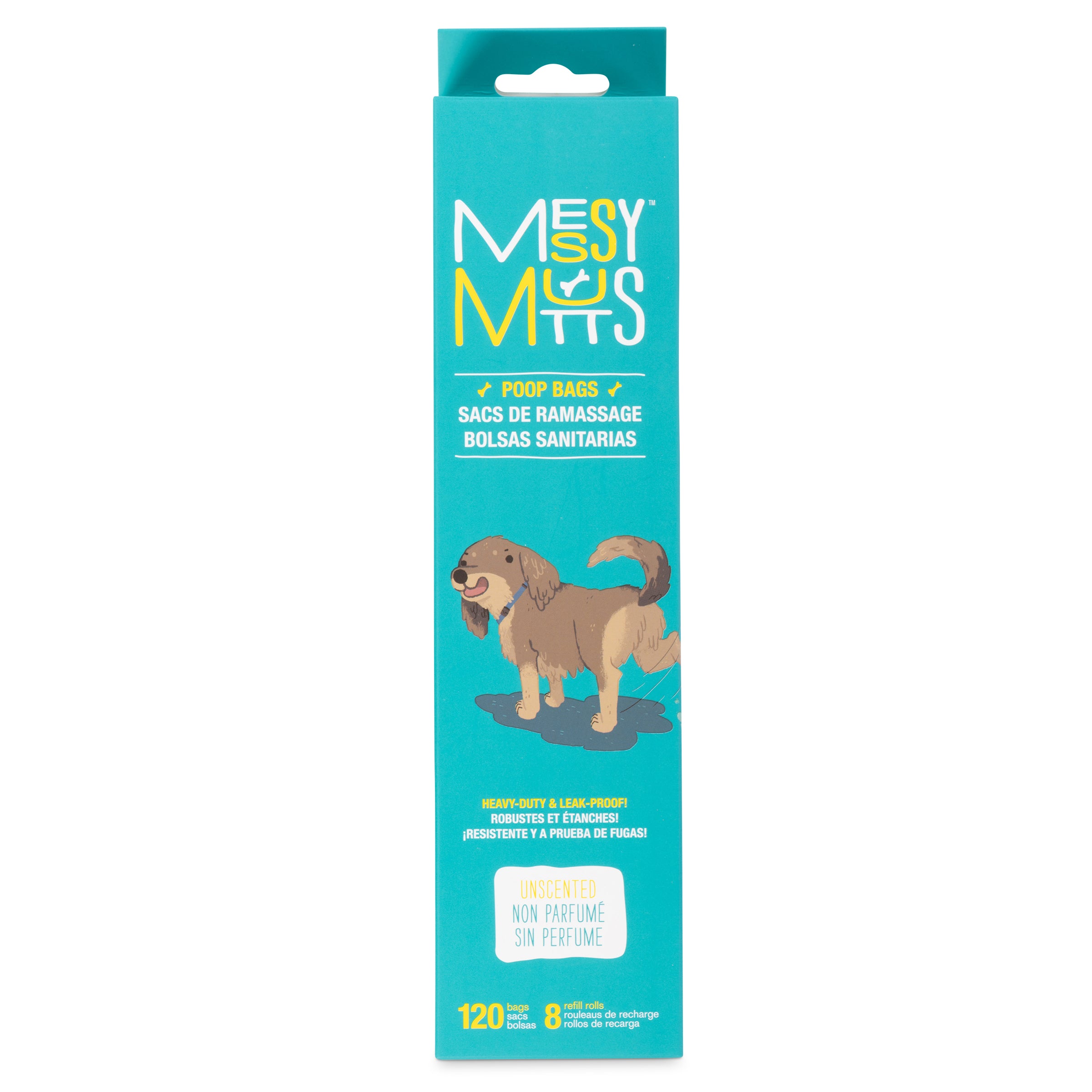 Messy Mutts Advanced Biorecycle Poop Bag, 8 Refill Rolls, 120 Count