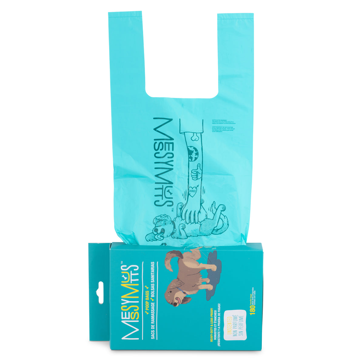 Messy Mutts Advanced Biorecycle Poop Bag, Tie Up Handle Bags, 180 Count