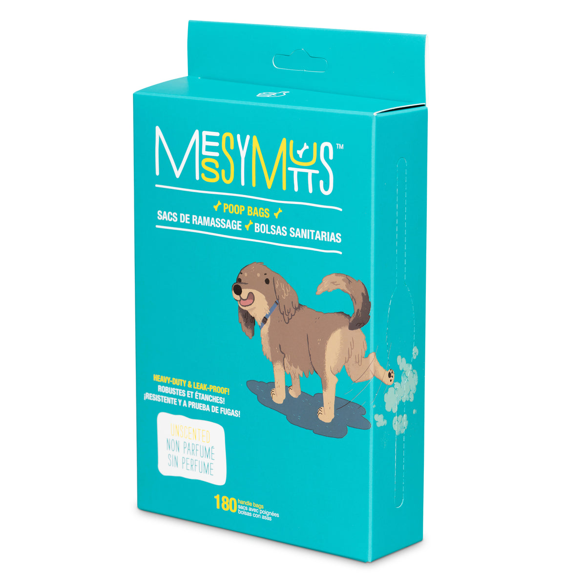 Messy Mutts Advanced Biorecycle Poop Bag, Tie Up Handle Bags, 180 Count