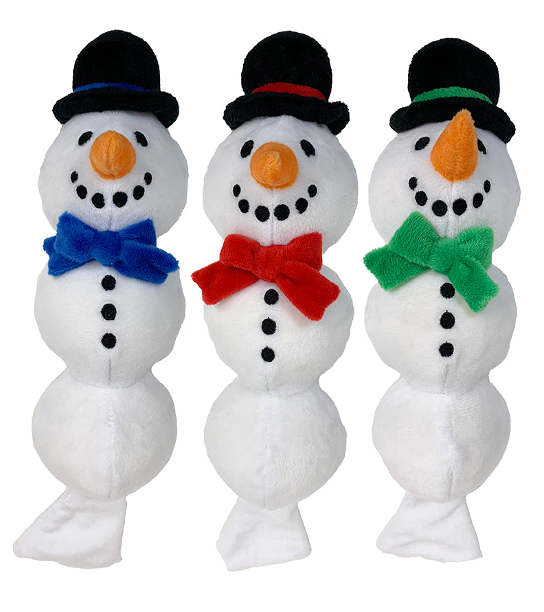Holiday Snowman with Snowballs w/ Bow Tie Dog Toy Assorted 11"