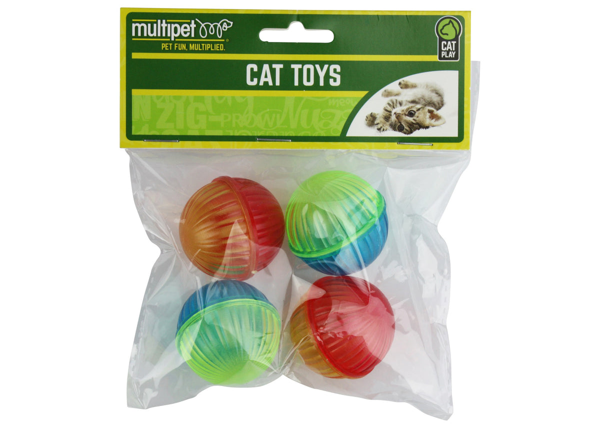 Multipet Lattice Ball Cat Toy Assorted Colors 1.5" 4pk