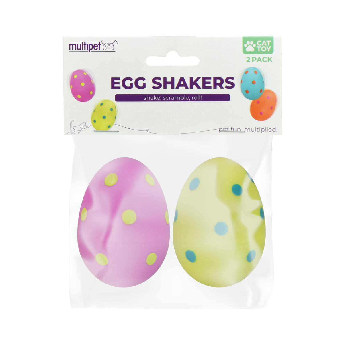 Multipet Egg W/Polka Dots Cat Toy 2" Multi
