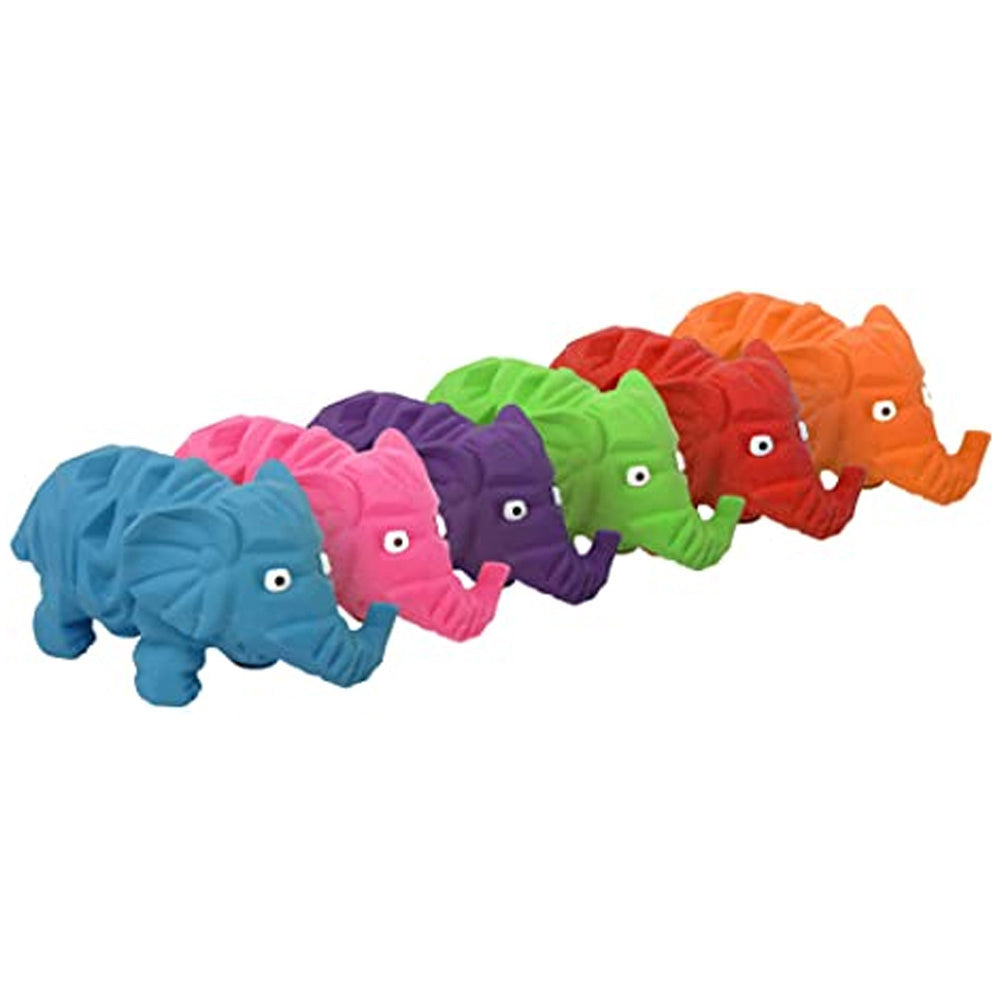 Multipet Mini Latex Origami Elephant Dog Chew Toy Assorted Colors 4"