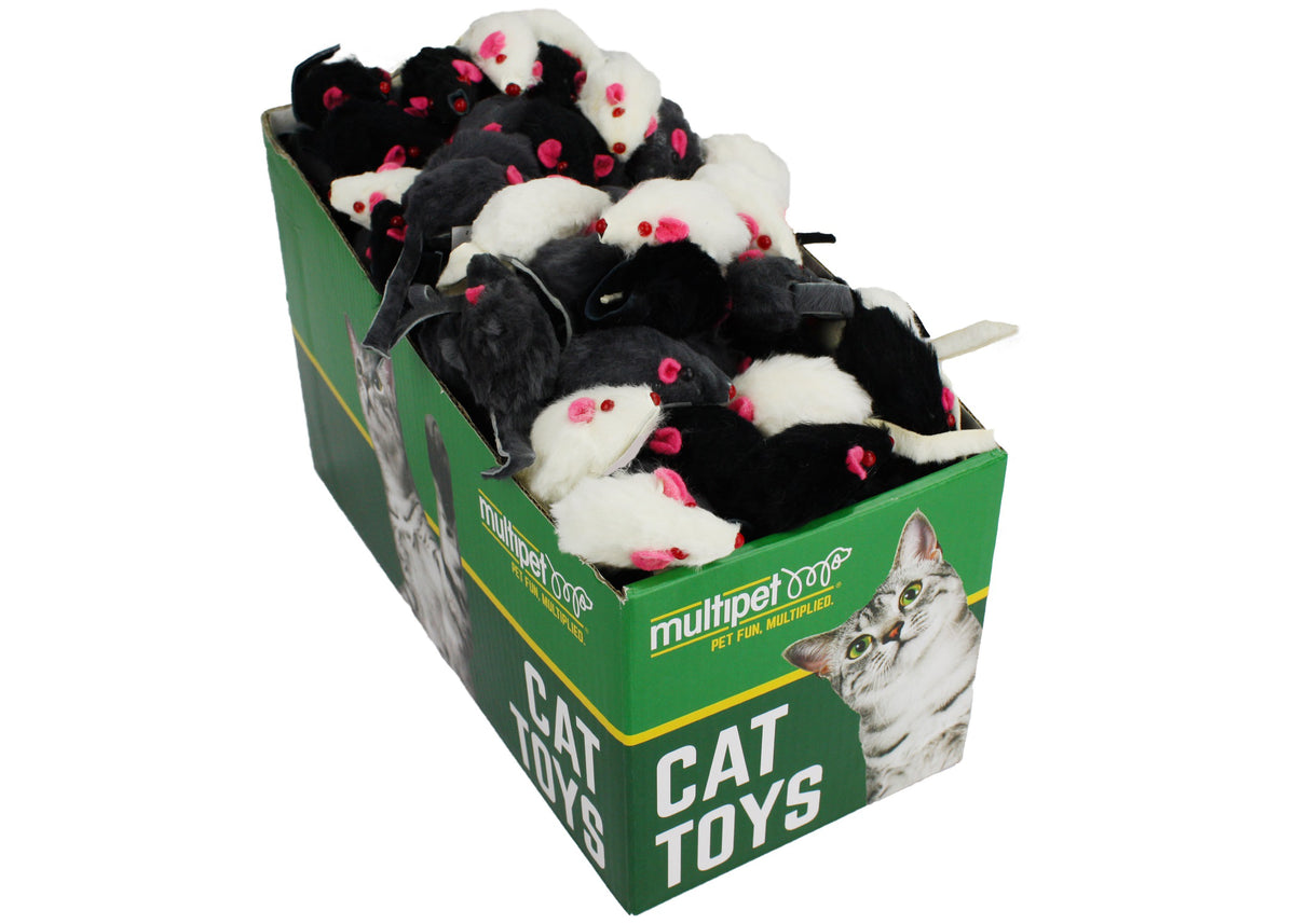 Multipet Fur Mice Cat Toys Assorted Colors 1.25" 165pc