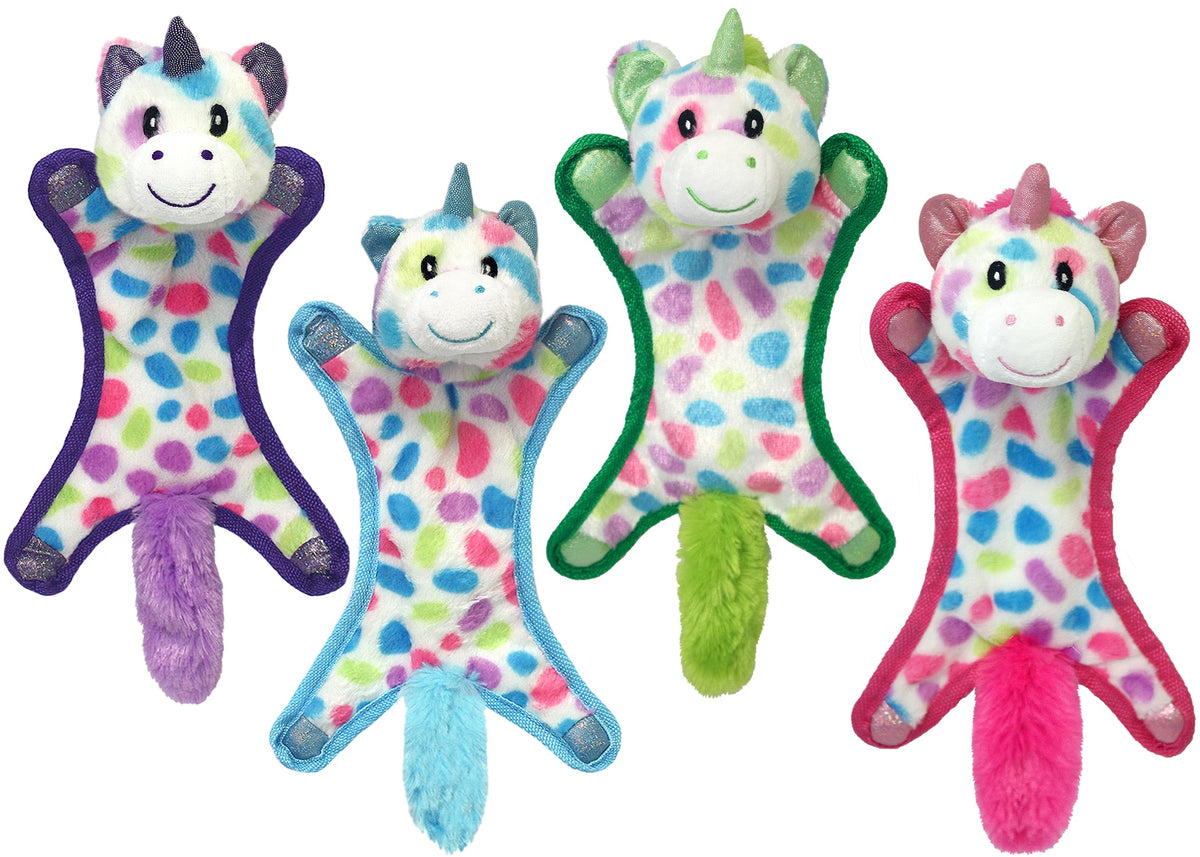 Multipet Ball-Head Unicorns Plush Dog Toy Assorted Colors 10"