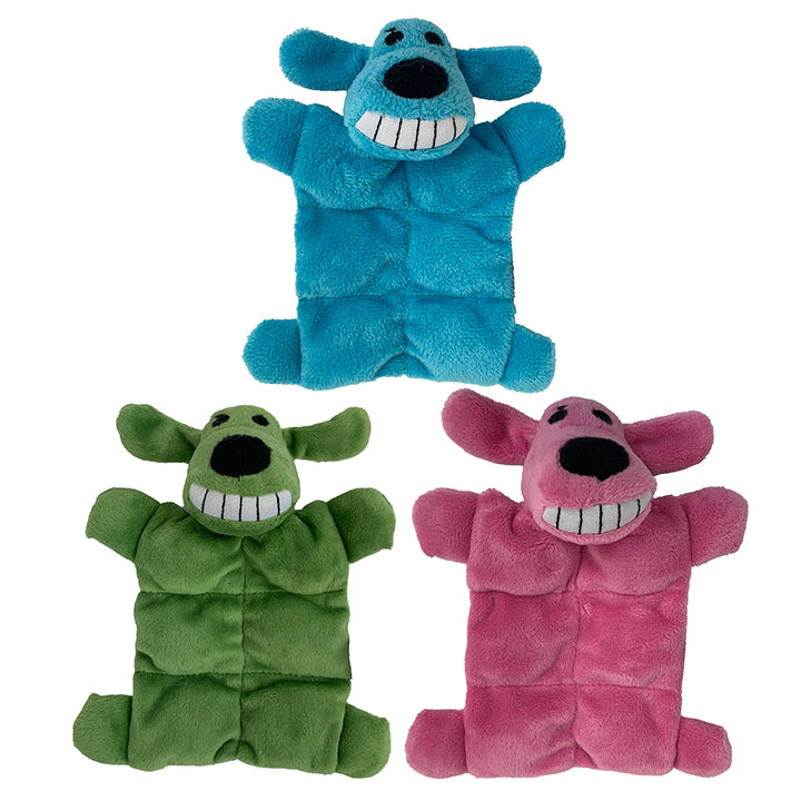 Multipet Minipet Loofa® Squeaker Mat Plush Dog Toy Assorted Colors 6.5"