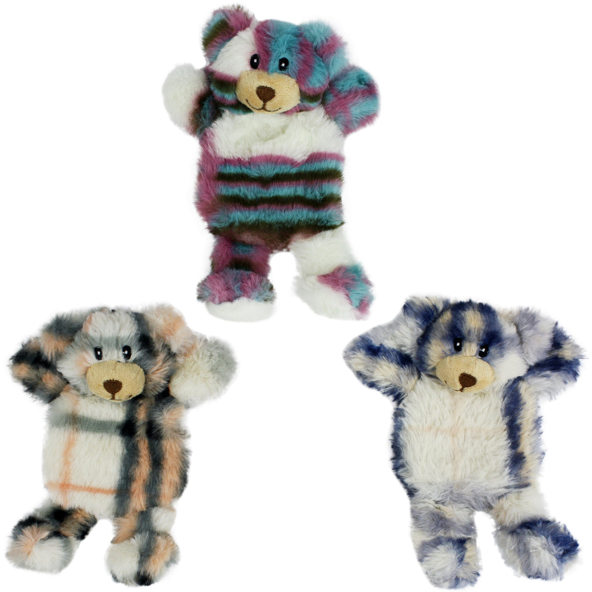 Multipet Minipet Berman Bears Plush Dog Toy Assorted Colors 7"