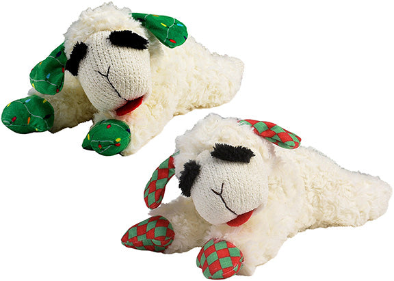 Multipet Christmas Lamb Chop Dog Toy Assorted 10.5”