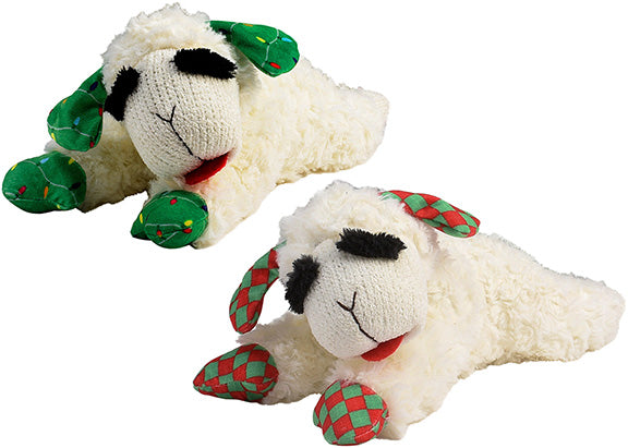 Multipet Christmas Lamb Chop Dog Toy Assorted 10.5”