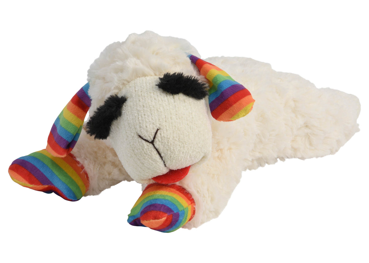 Multipet Rainbow Lamb Chop Plush Dog Toy 10.5”