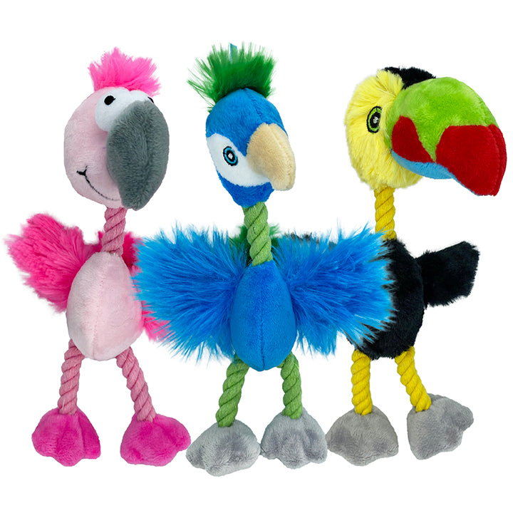 Multipet Mini Bird Brain  
Plush Dog Toy Assorted Animals 8"