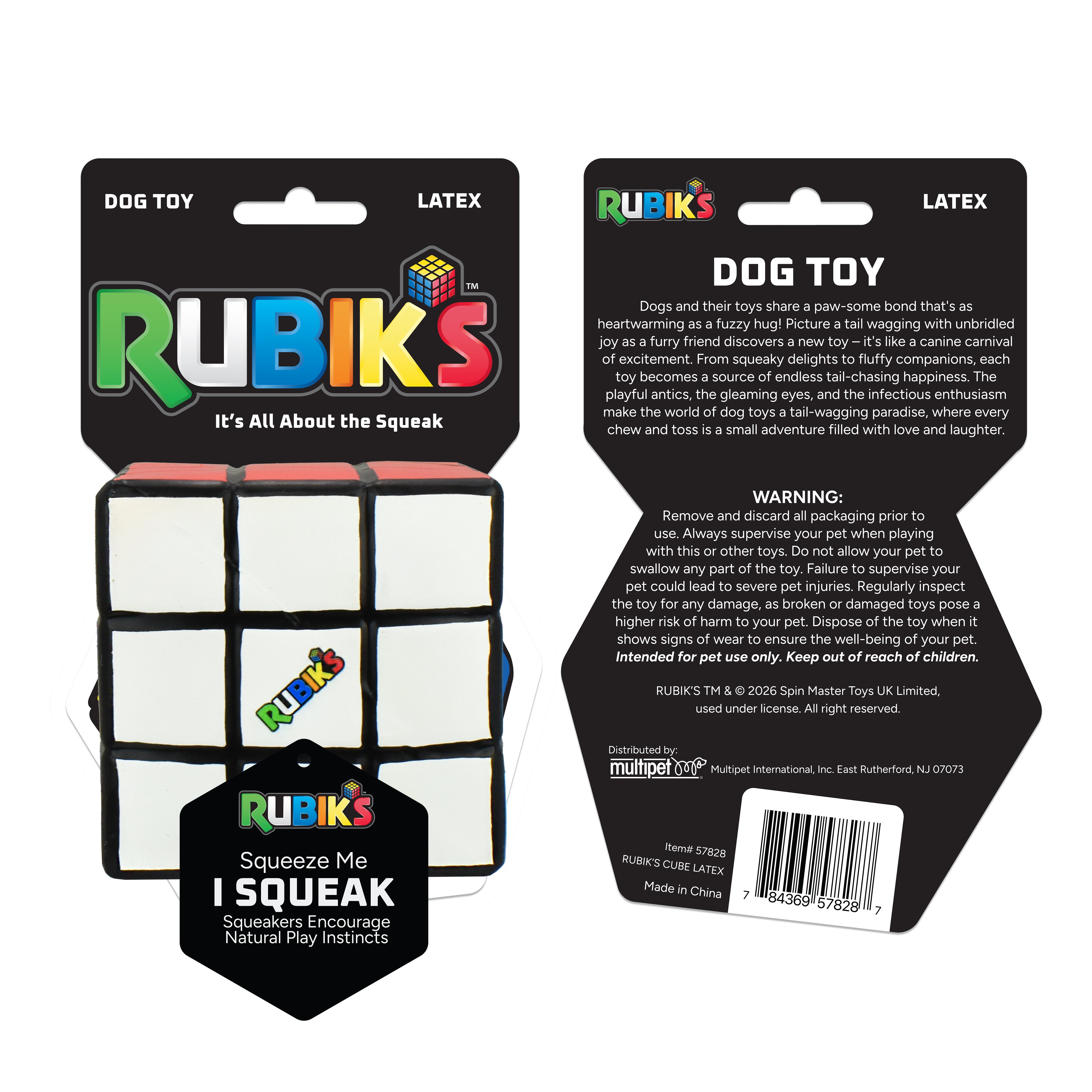 Multipet Rubik's Cube Latex Dog Toy 3"