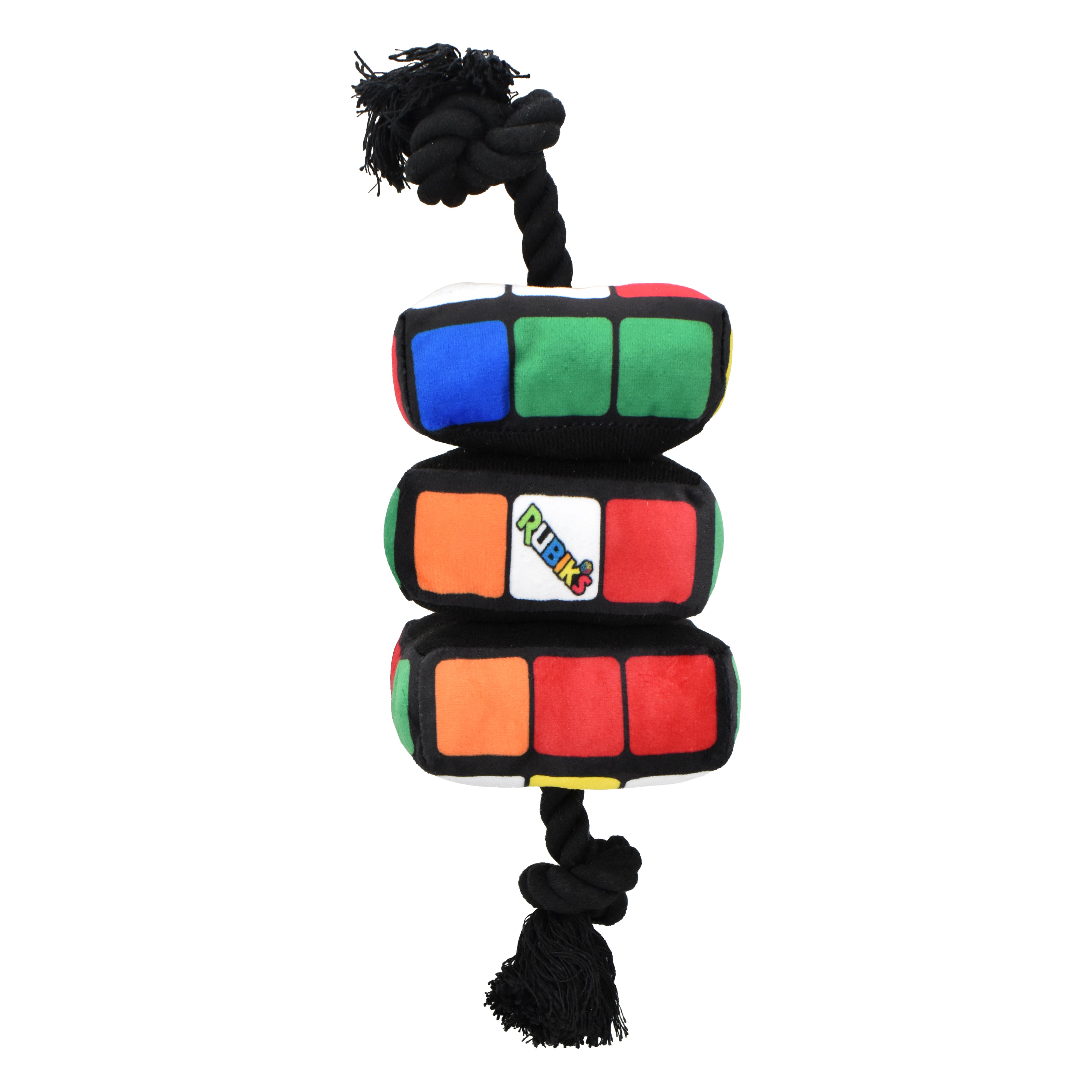 Multipet Rubik's Cube Plush Dog Toy w/ Rope 4"