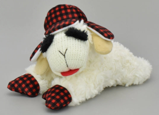Multipet Lamb Chop w/ Buffalo Plaid Trapper Hat 10.5"