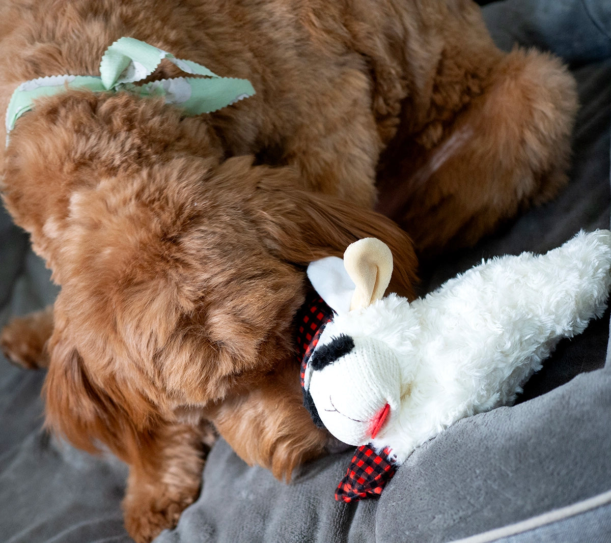 Multipet Lamb Chop w/ Buffalo Plaid Trapper Hat 10.5"