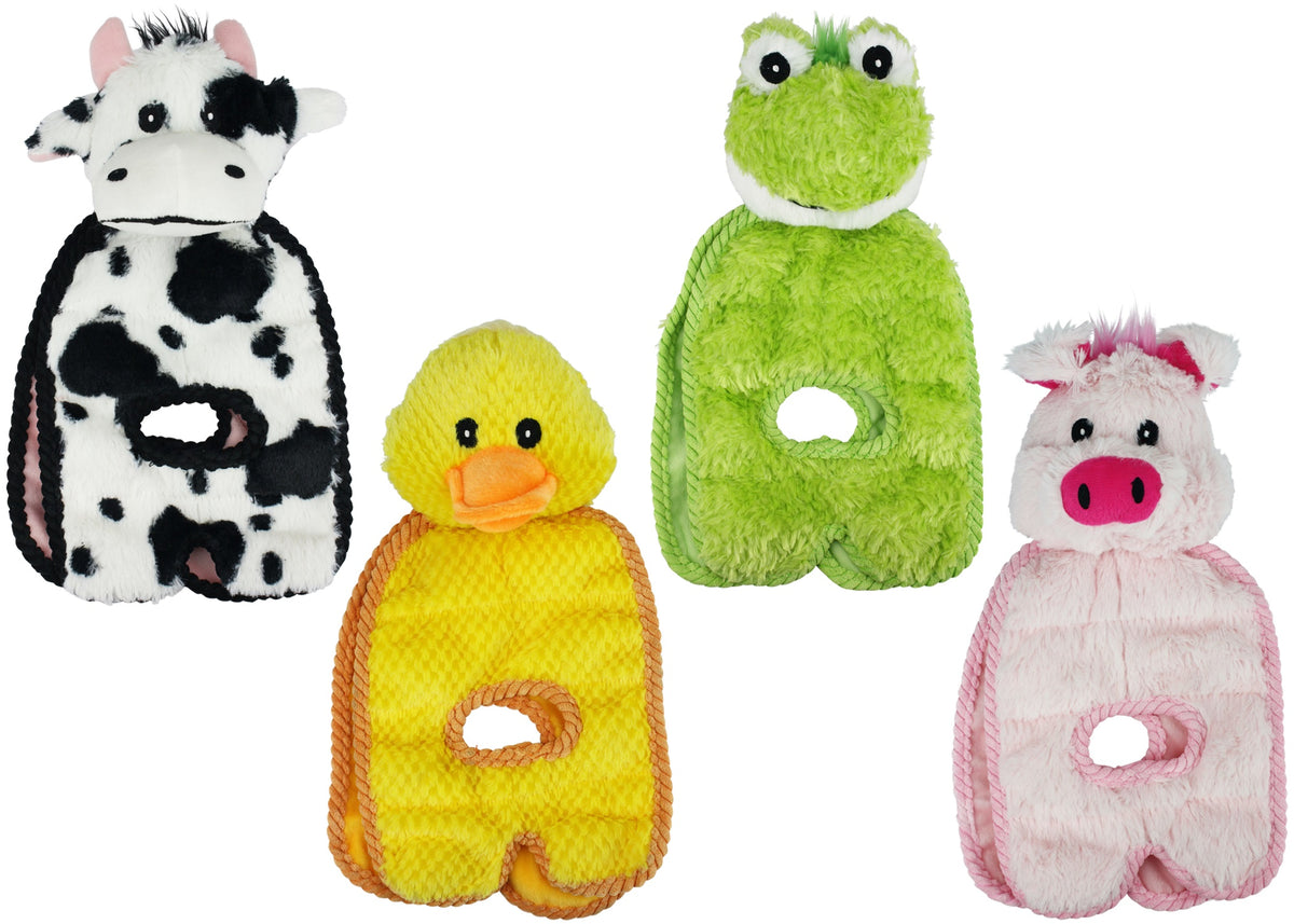 Multipet Tug O War Squeaker Mat Plush Toy Assorted Animals 14"
