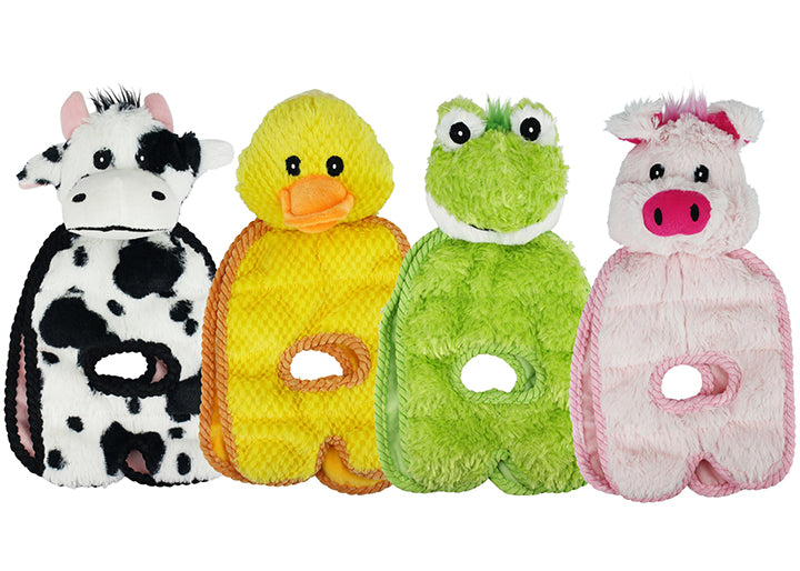 Multipet Tug O War Squeaker Mat Plush Toy Assorted Animals 14"