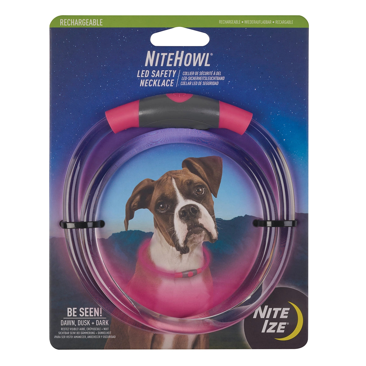 Nite Ize NiteHowl® Rechargeable LED Safety Necklace - Tie Dye Pink