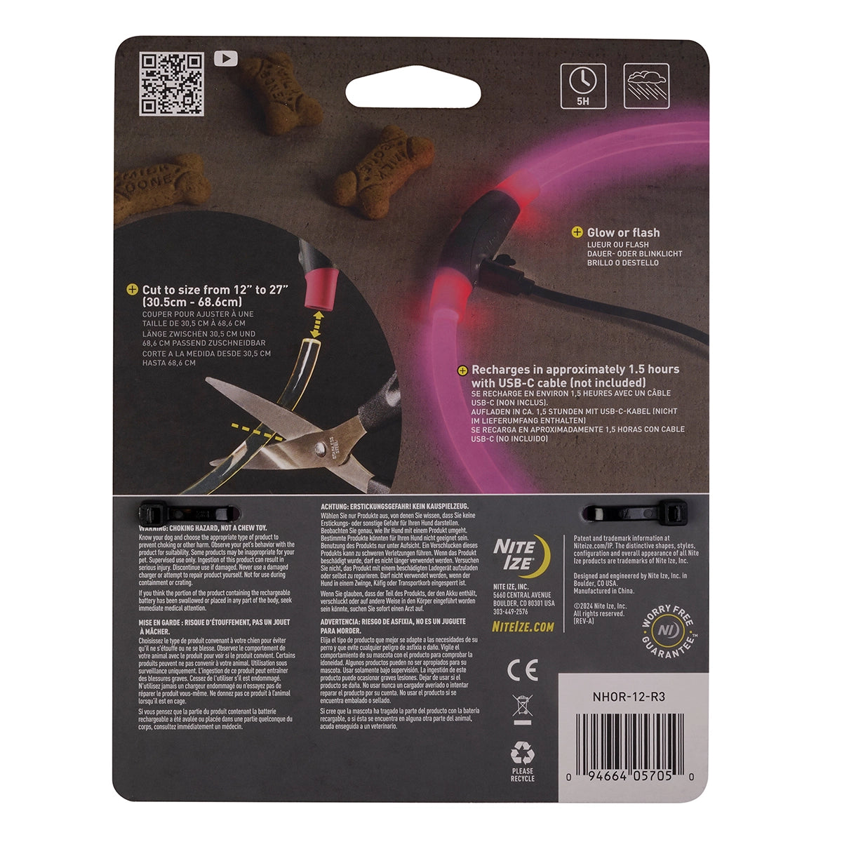 Nite Ize NiteHowl® Rechargeable LED Safety Necklace - Tie Dye Pink