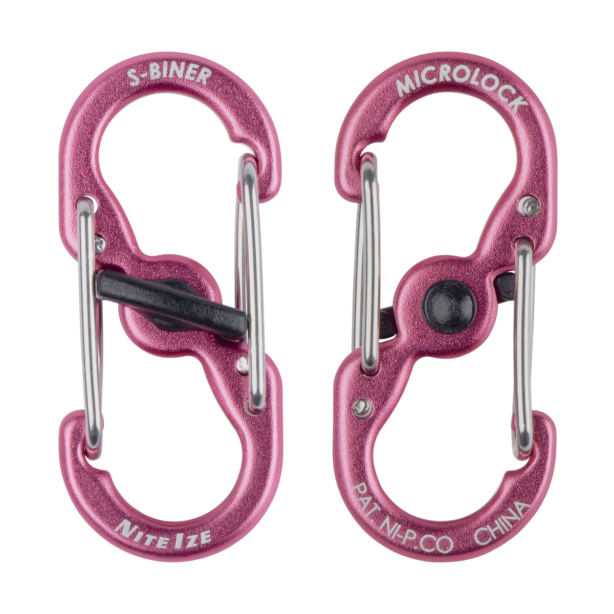 Nite Ize S-Biner TagLock Aluminum - 2 Pack - Pink