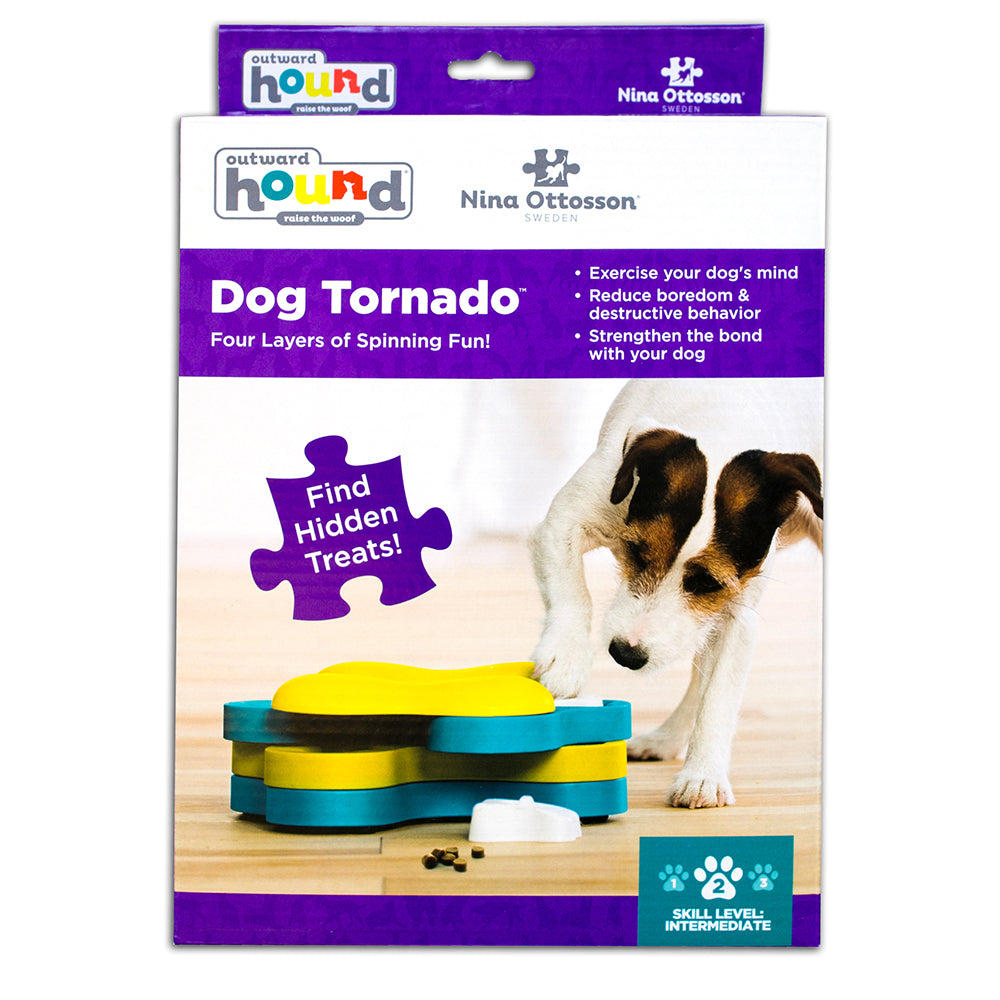 Nina Ottosson Dog Tornado Interactive Treat Dog Puzzle Toy Blue/Yellow Level 2