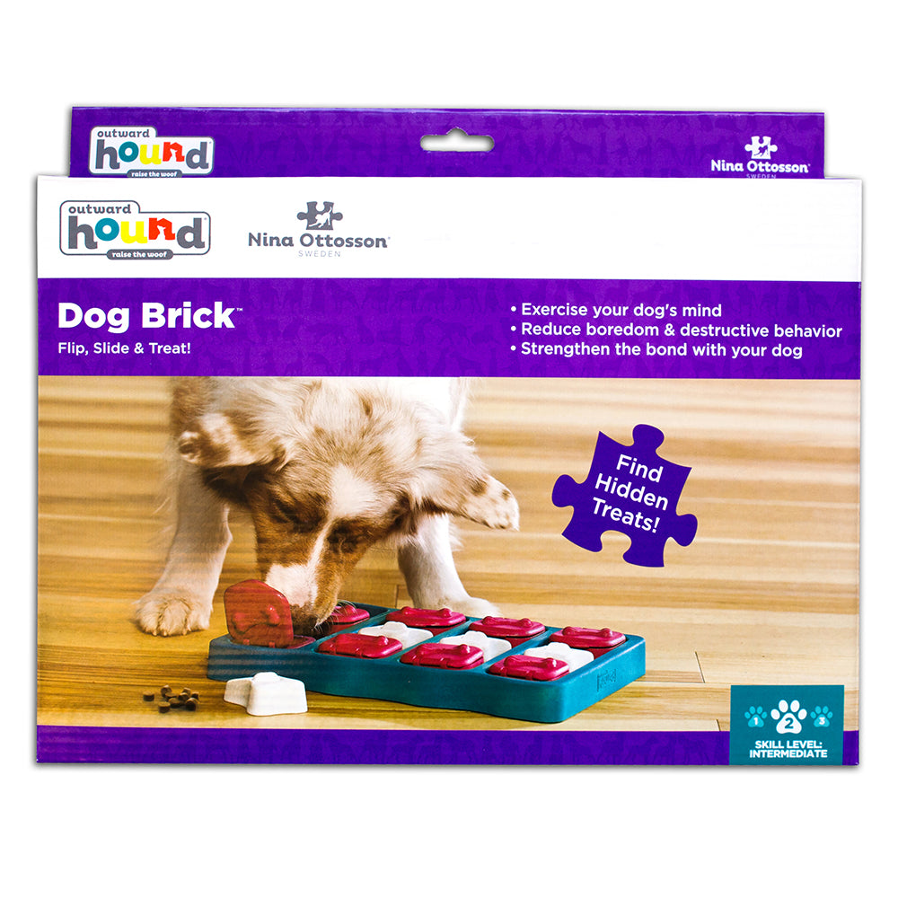 Nina Ottosson Dog Brick Interactive Treat Dog Puzzle Toy Blue Level 2
