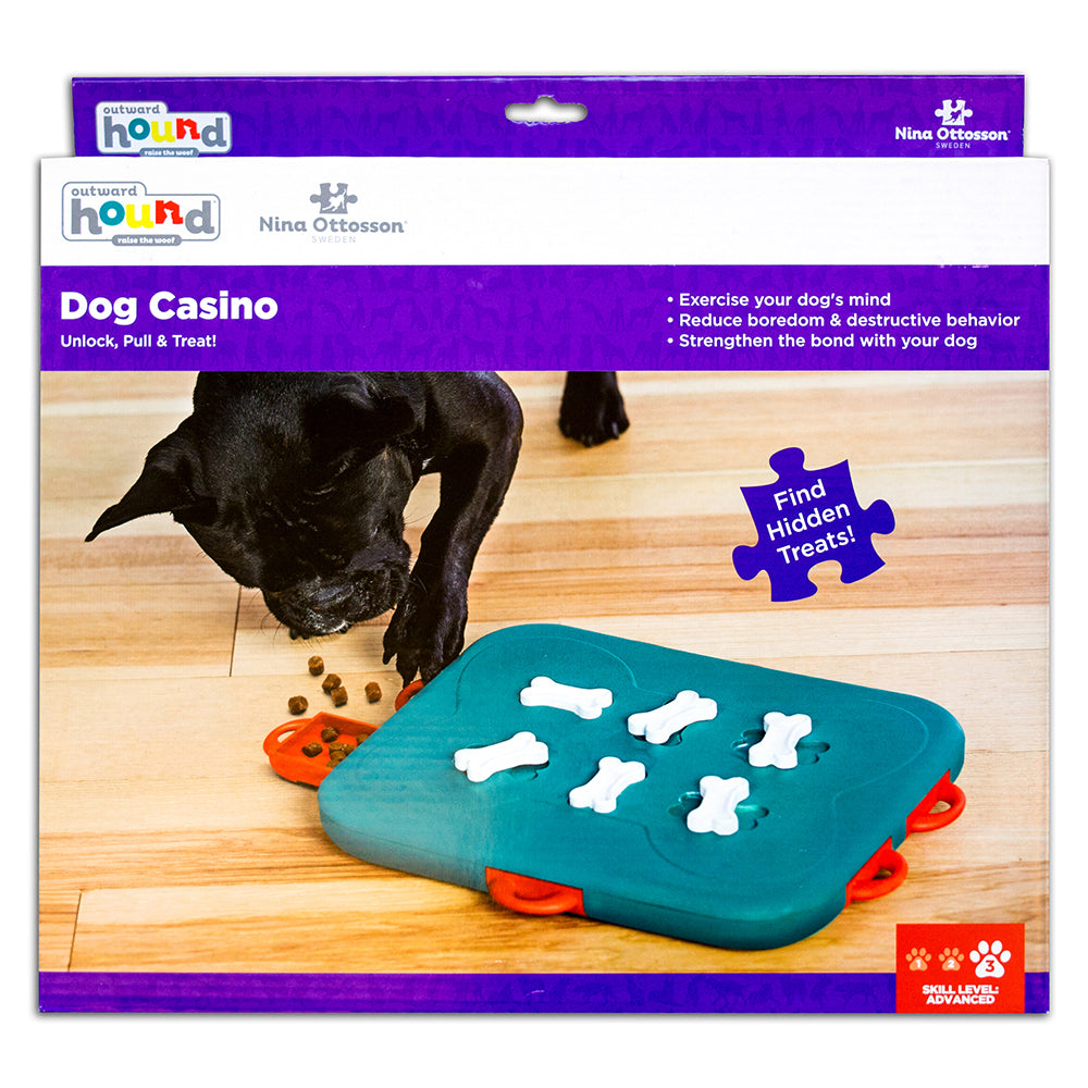 Nina Ottosson Dog Casino Interactive Treat Dog Puzzle Toy Turquoise Level 3