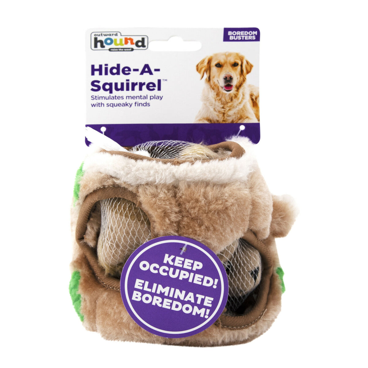 Outward Hound Hide A Squirrel Plush Dog Puzzle Toy Brown Small