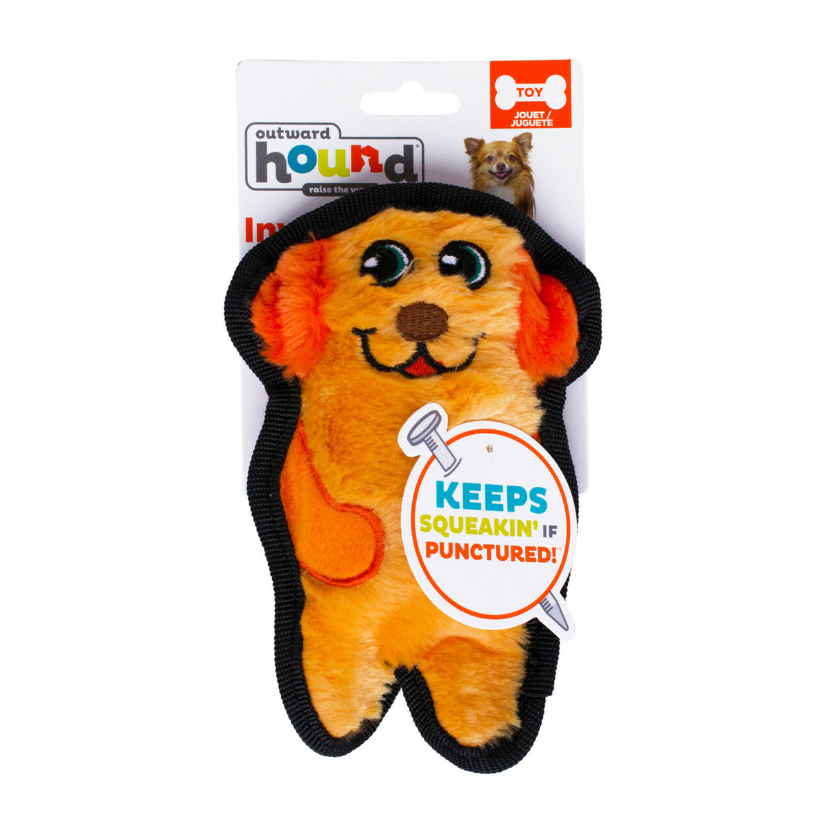 Outward Hound Invincibles Dog Durable Plush Dog Toy Orange XS