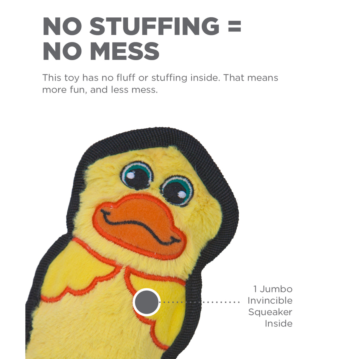 Outward Hound Invincibles Mini Duck Durable Plush Dog Toy XS