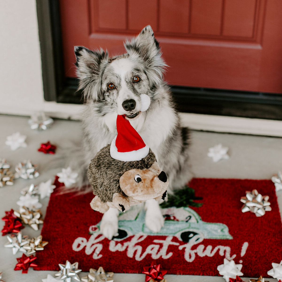 Outward Hound Holiday Hedgehogz Dog Toy Brown Medium