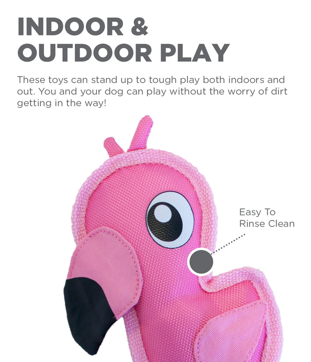 Outward Hound Fire Biterz Flamingo Durable Fire Hose Dog Toy Pink Small
