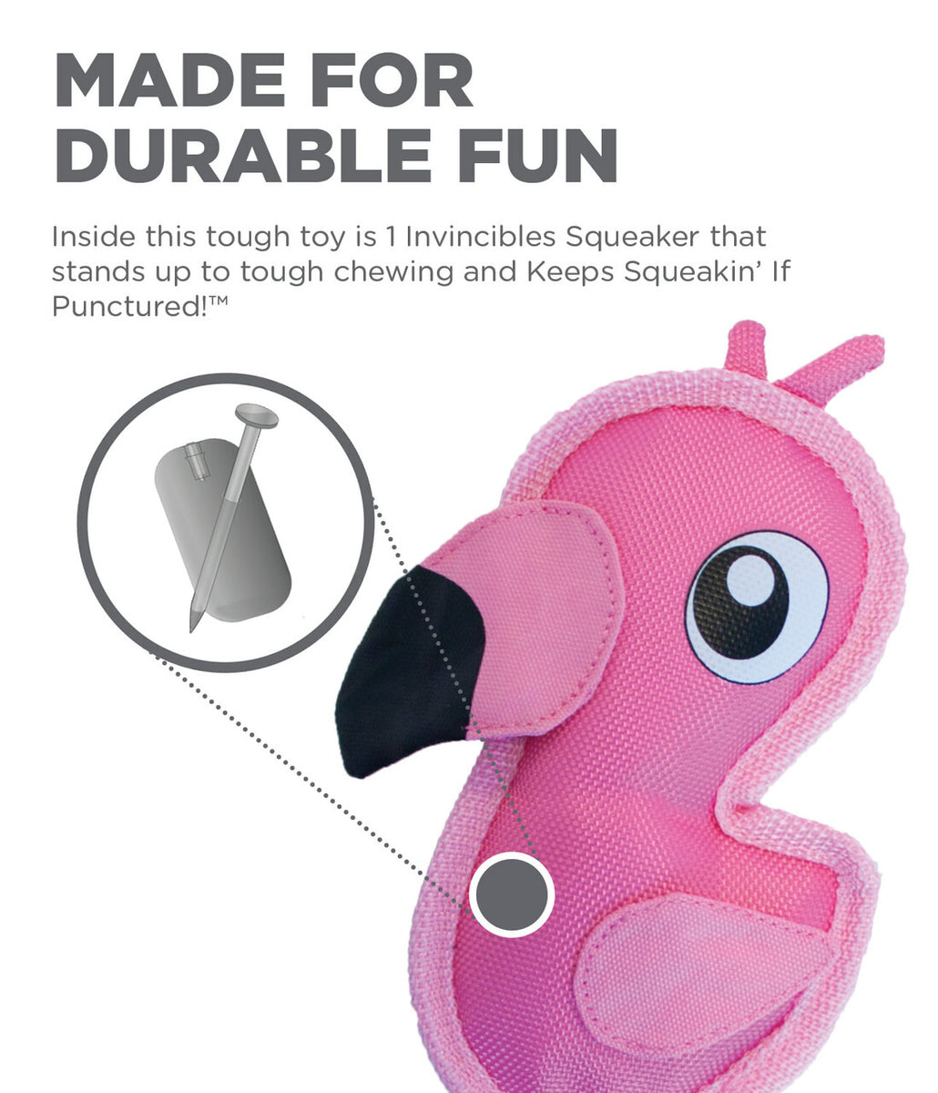 Outward Hound Fire Biterz Flamingo Durable Fire Hose Dog Toy Pink Small