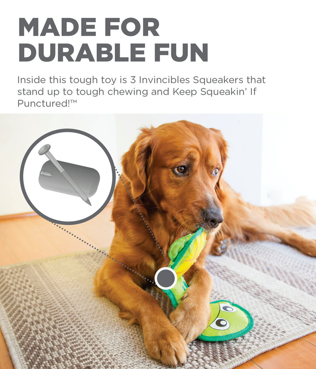 Outward Hound Fire Biterz Sea Turtle Durable Dog Toy Green Medium