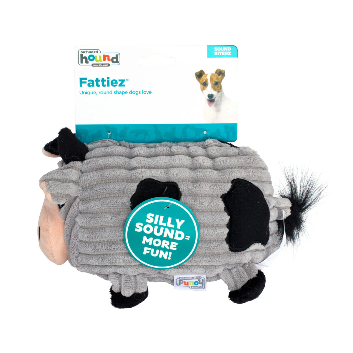 Outward Hound Fattiez Cow Plush Dog Toy Gray Medium