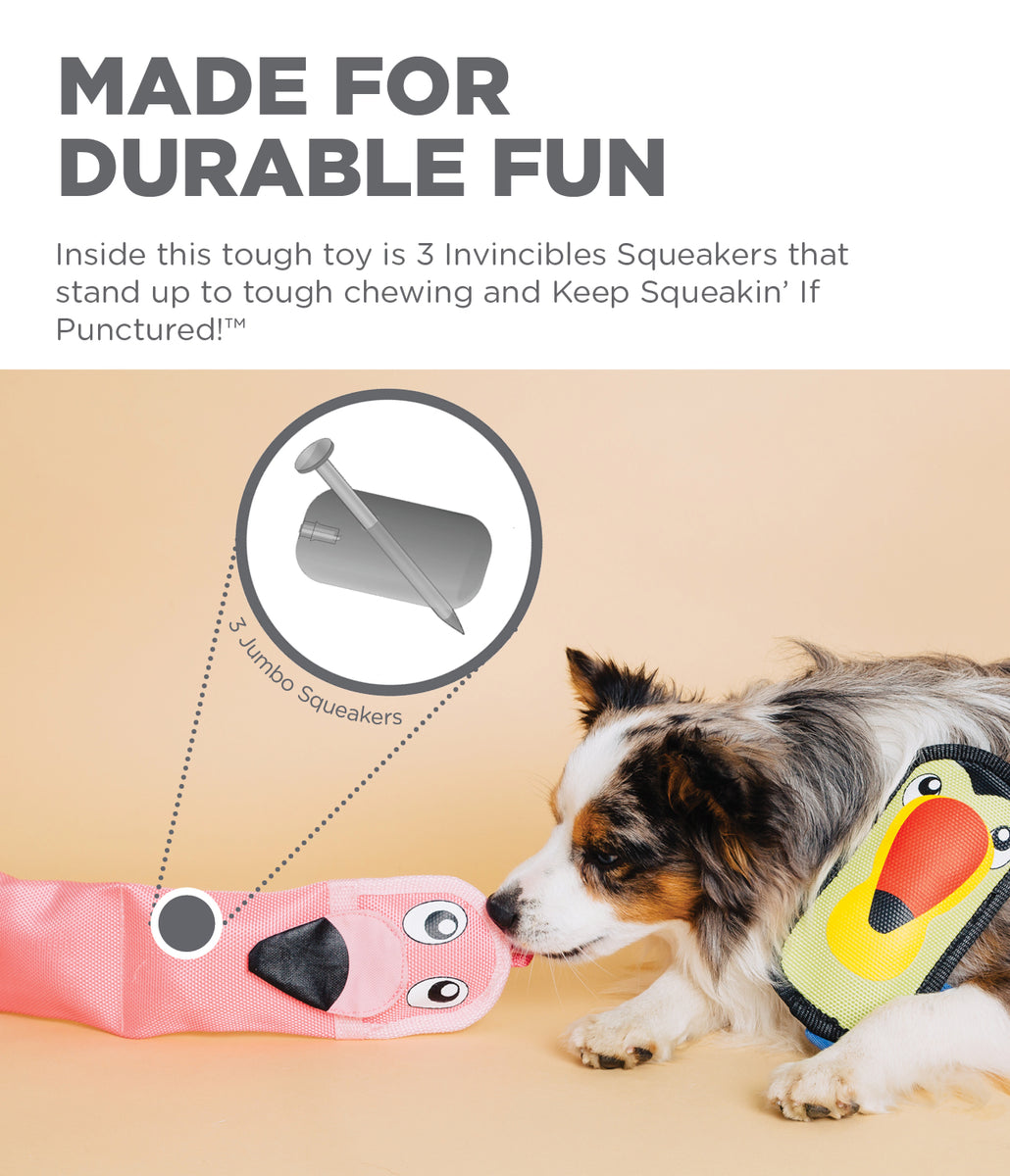 Outward Hound Fire Biterz Flamingo Plush Dog Toy Pink Large