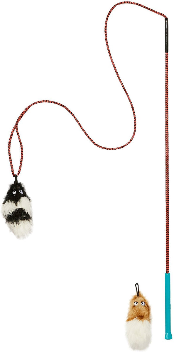 Outward Hound Tail Teaser Dog Wand Lure Toy w/ Refill Black