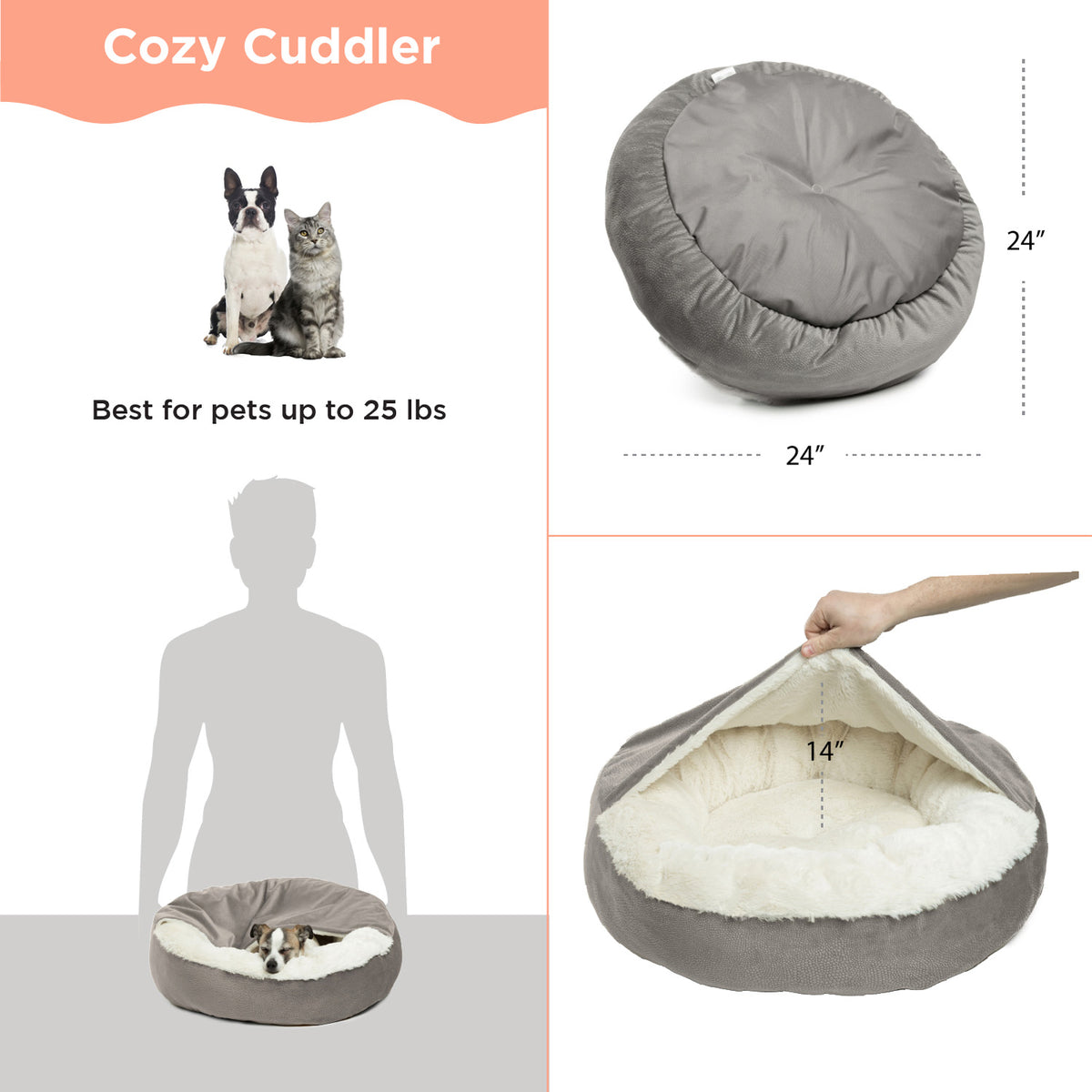 Best Friends by Sheri Cozy Cuddler Ilan Grey 24x24