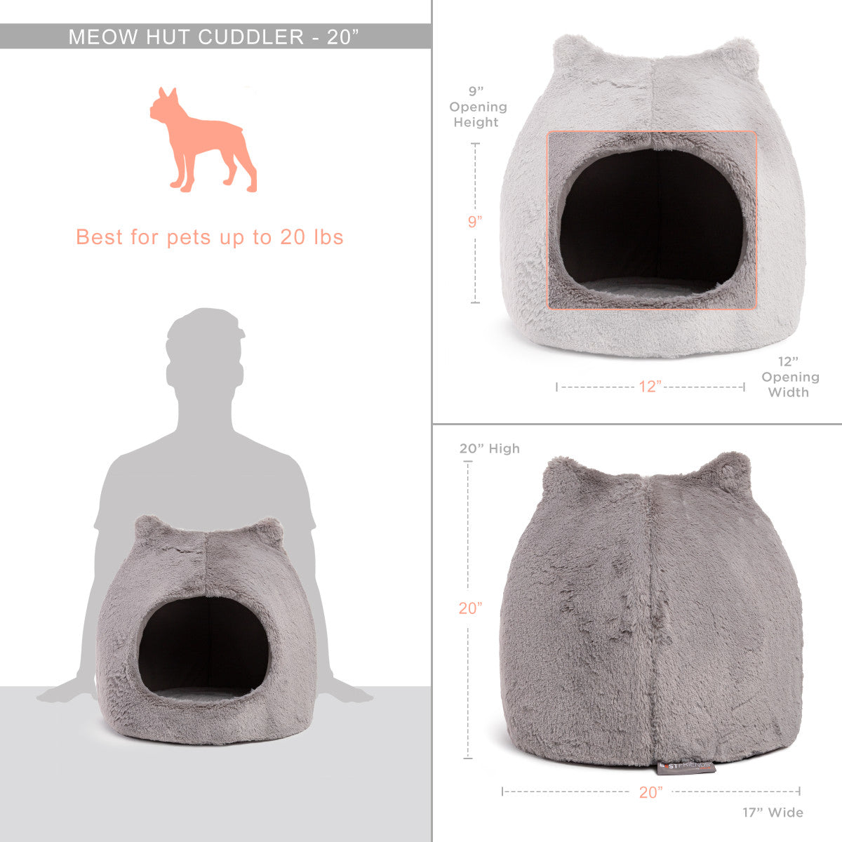 Best Friends by Sheri Meow Hut Fur Grey SM