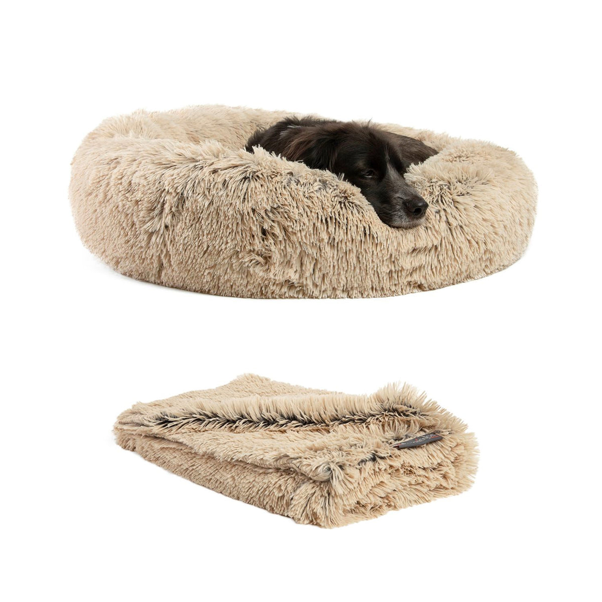 Donut Shag Bundle Bed and Blanket Taupe 30"x30"