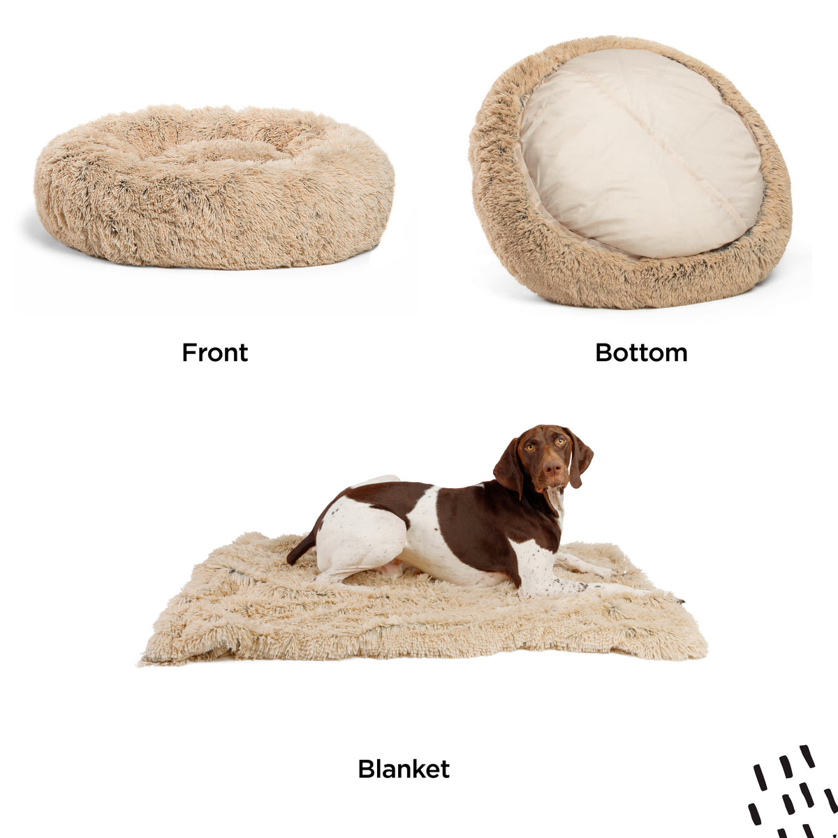 Donut Shag Bundle Bed and Blanket Taupe 36"x36"