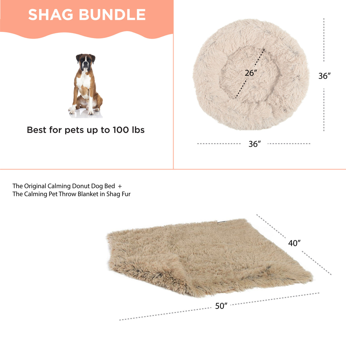 Donut Shag Bundle Bed and Blanket Taupe 36"x36"
