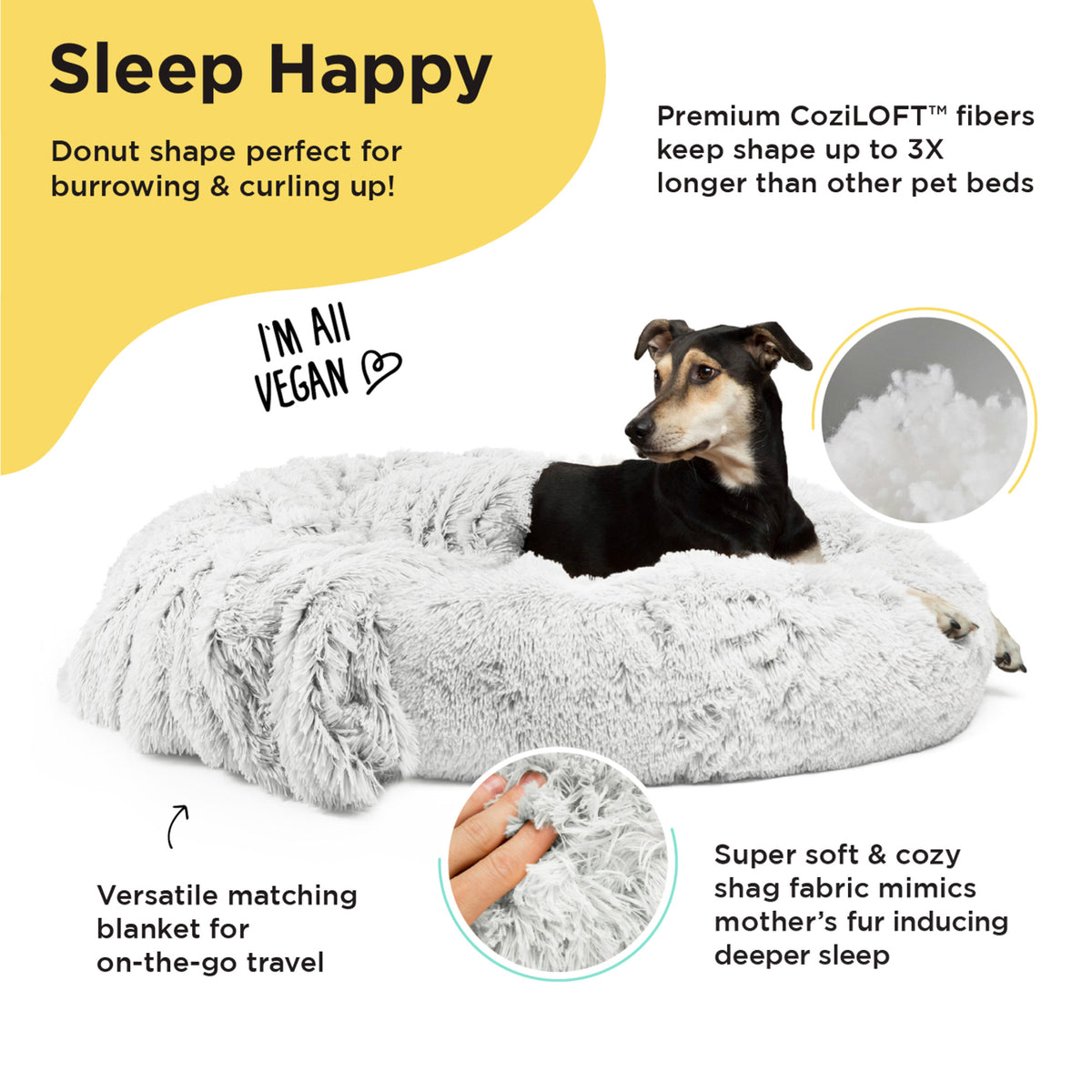Donut Shag Bundle Bed and Blanket Frost 36"x36"